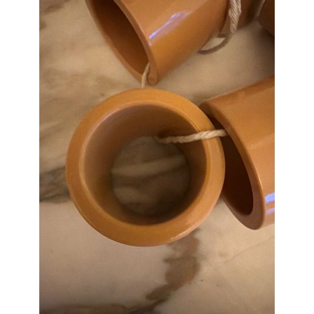 Set of‎ 8 Brown Resin Napkin Rings Holders Cylindrical Vintage 70s  Table Decor